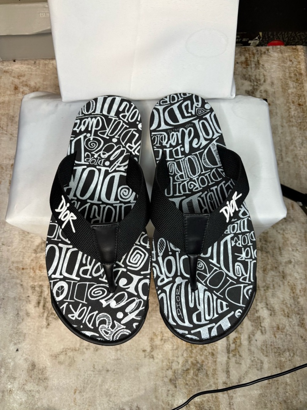 Size 41 - Dior x shawn stussy sandals 960 black / white - Picture 3 of 7